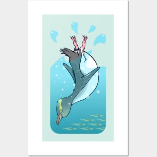 Yelloweye penguin swimming Posters and Art